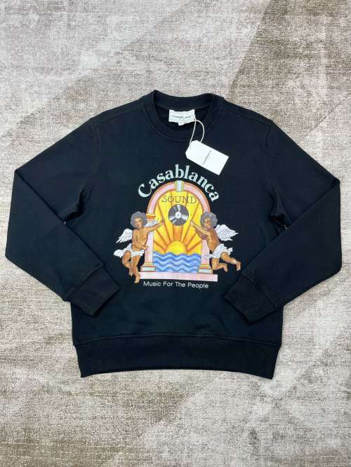 CASABLANCA Round Neck Sweatshirt CA5093, 380g Terry Fabric, Digital Printing 1 CASABLANCA Round Neck Sweatshirt CA5093, 380g Terry Fabric, Digital Printing