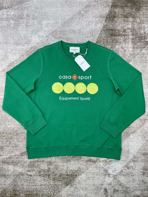 Casablanca Men's Green Crewneck Sweatshirt With Tennis Ball Graphic Design 1 Casablanca Men's Green Crewneck Sweatshirt With Tennis Ball Graphic Design