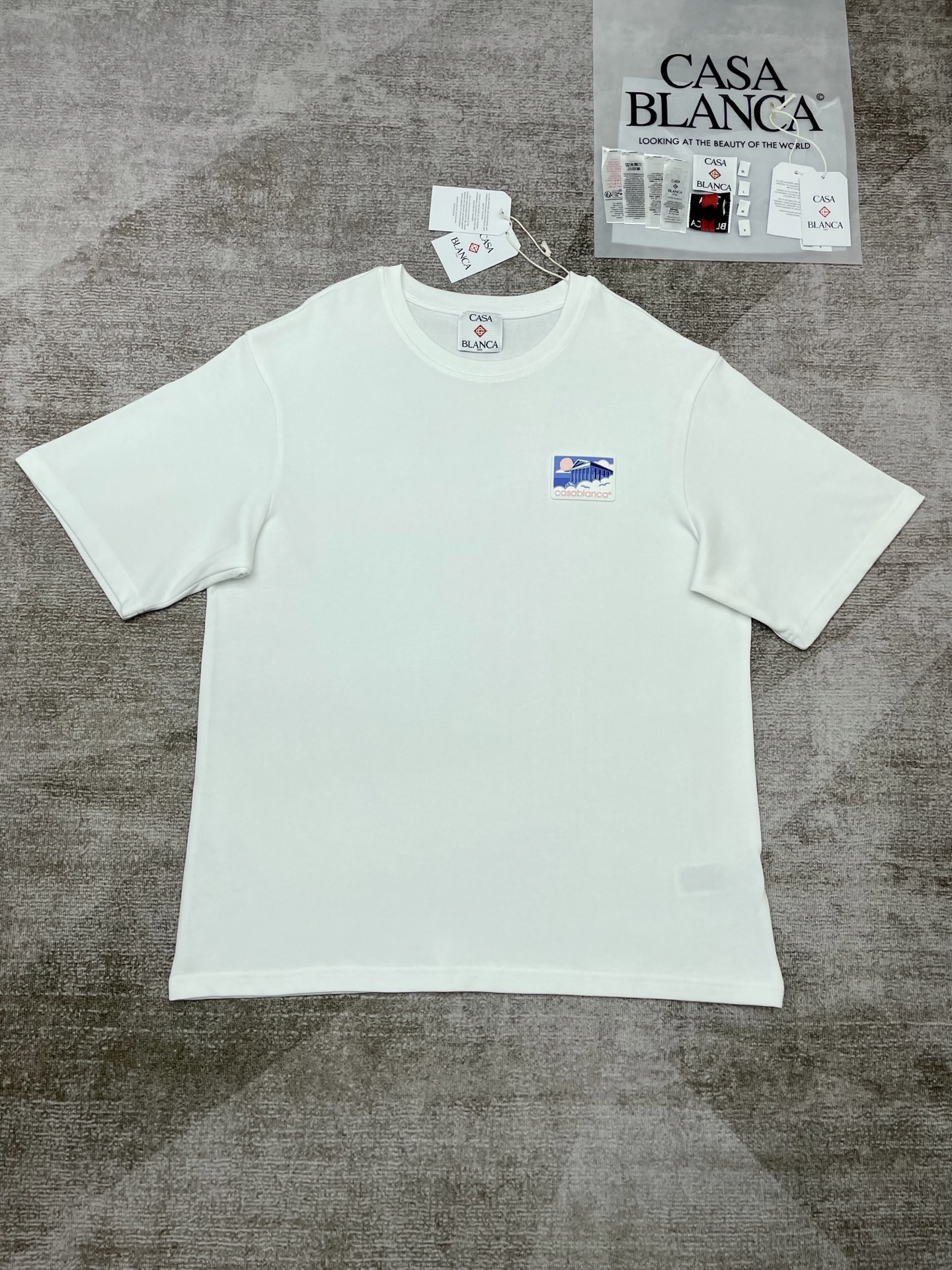 p70 CASABLANCA camiseta de manga corta, desarrollo original, tela de algodón puro de textura vertical profunda de 270 g…