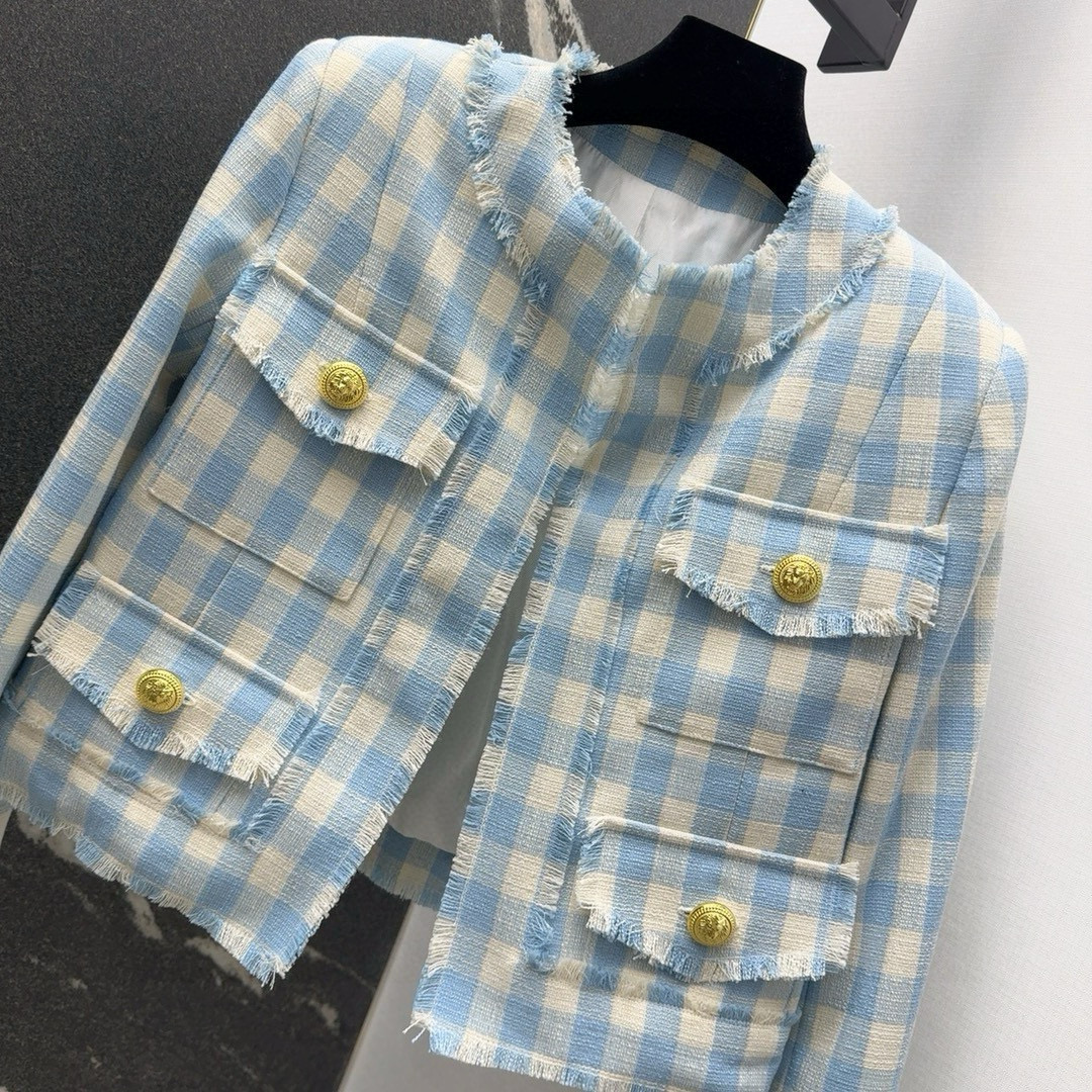 High-Quality, Elegant Fall/Winter Dress with Blue Bouquets and Coats – P816 Collection - 图片 2