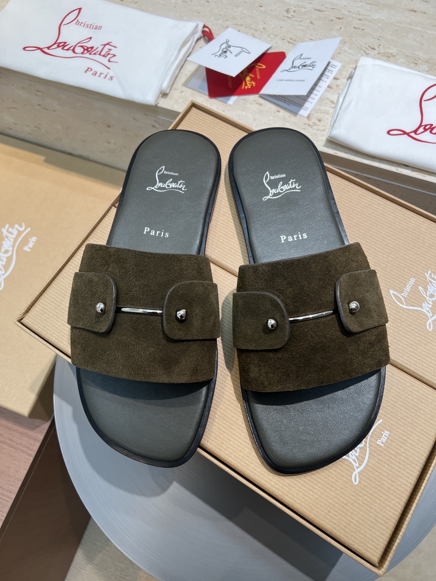 Christian Louboutin Men's Paris Suede Slide Sandals - Runway Collection 2 i1744727368273 2073 0 0