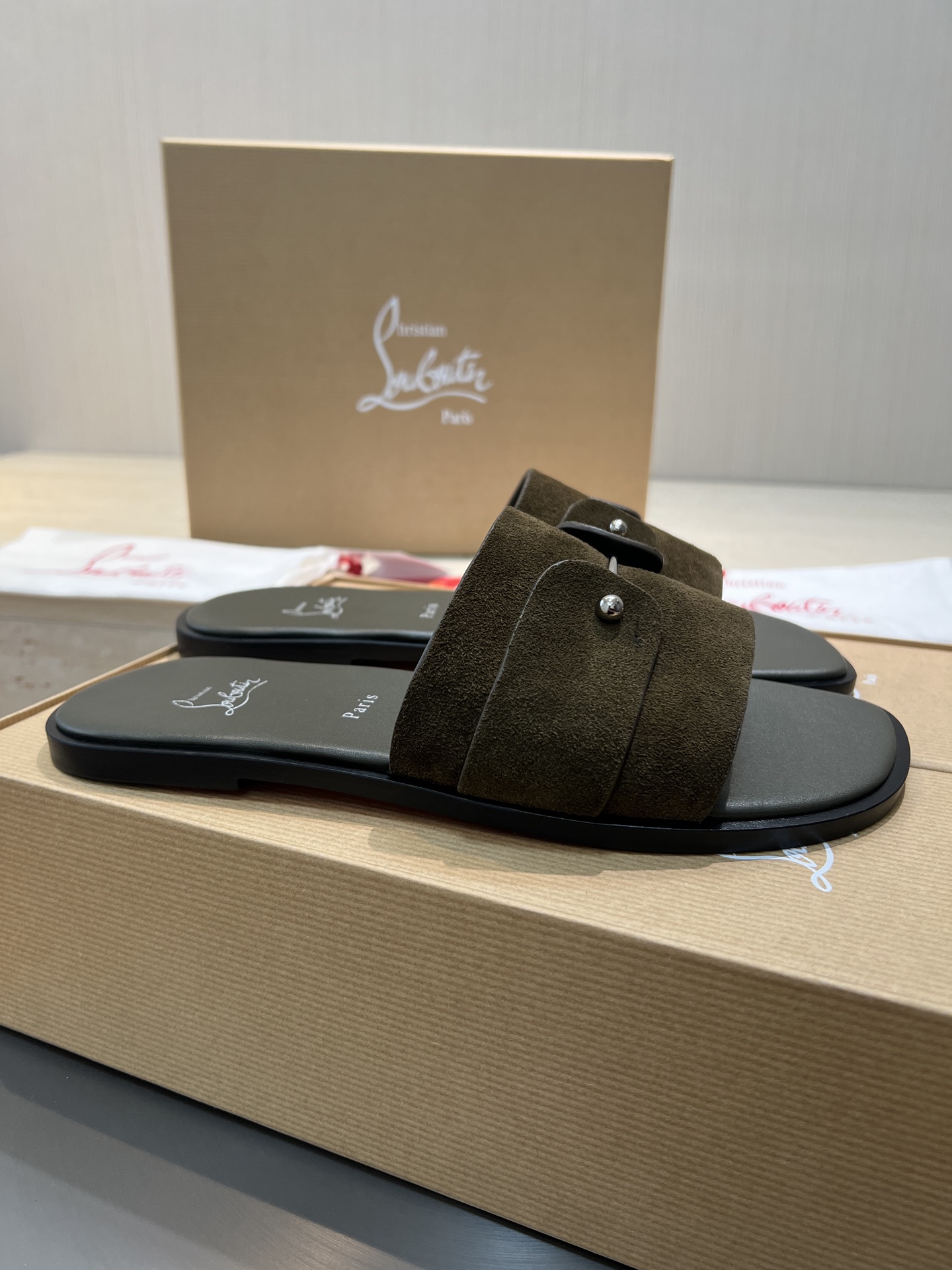 Christian Louboutin Men's Paris Suede Slide Sandals - Runway Collection 4 i1744727368385 2066 0 2
