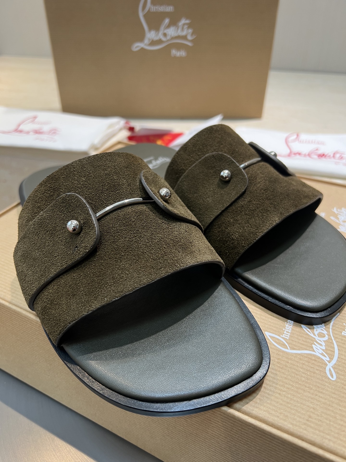 Christian Louboutin Men's Paris Suede Slide Sandals - Runway Collection 3 i1744727368422 4182 0 1