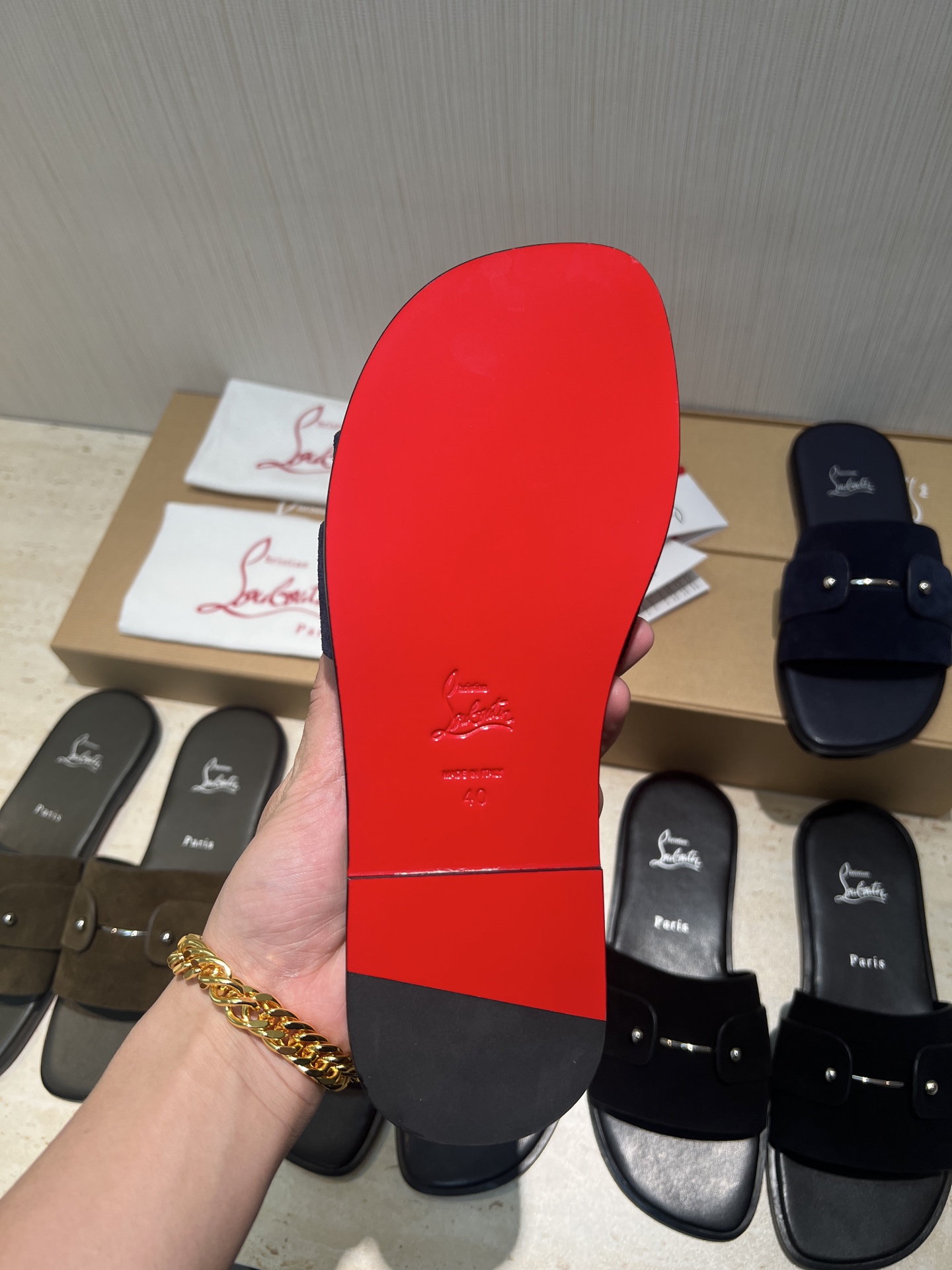 Christian Louboutin Men's Black Leather Paris Slides, Sizes 39-44 7 i1744727369514 9882 0 5
