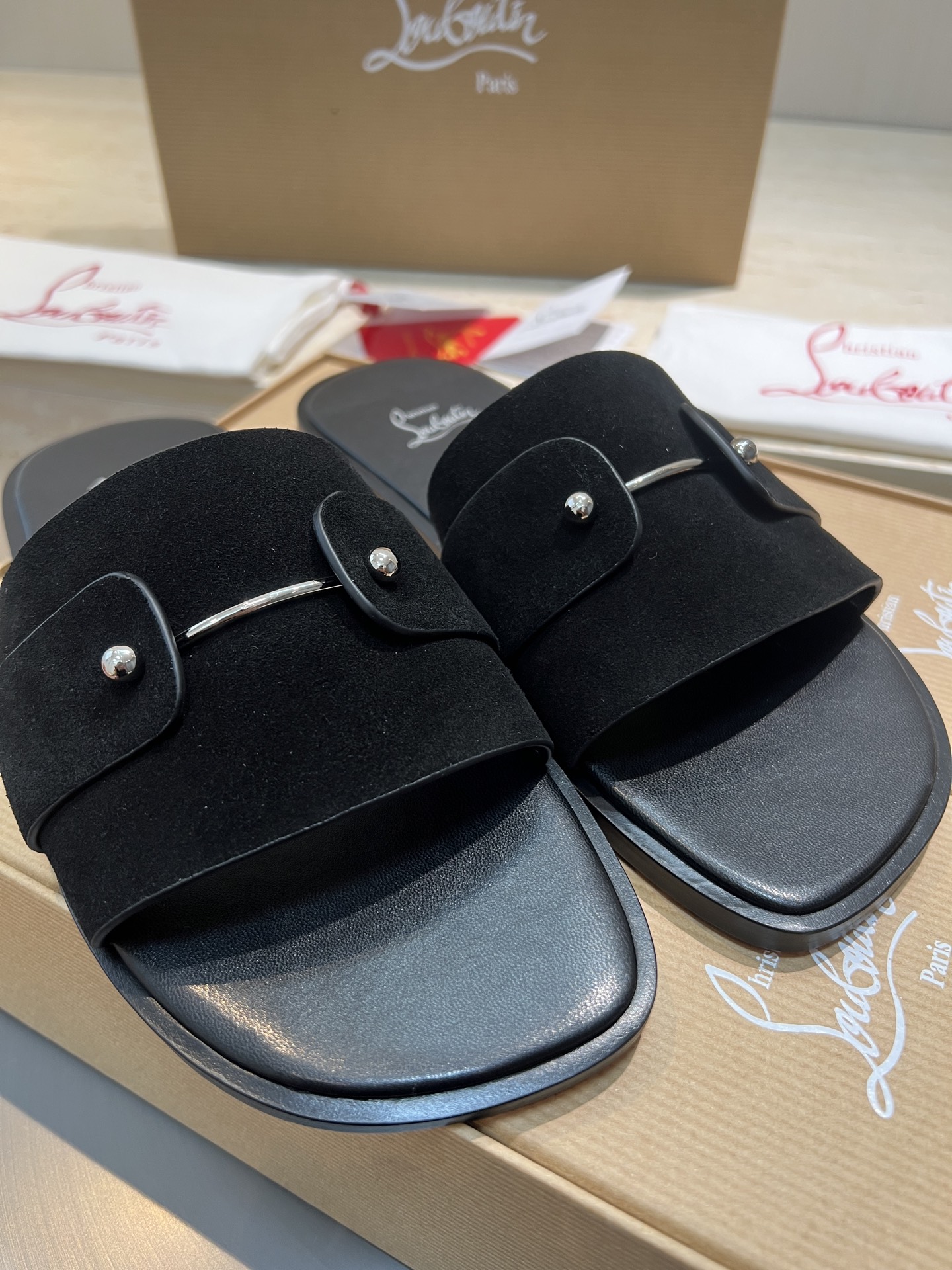 Christian Louboutin Paris Slides in Black Suede Leather - Size 39-44 3 i1744727604877 7547 0 1