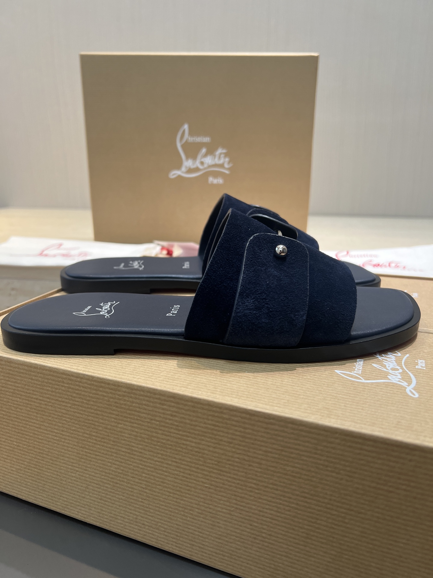 Christian Louboutin Runway Slides in Blue Suede Leather, Sizes 39-44 4 i1744727624913 1578 0 2