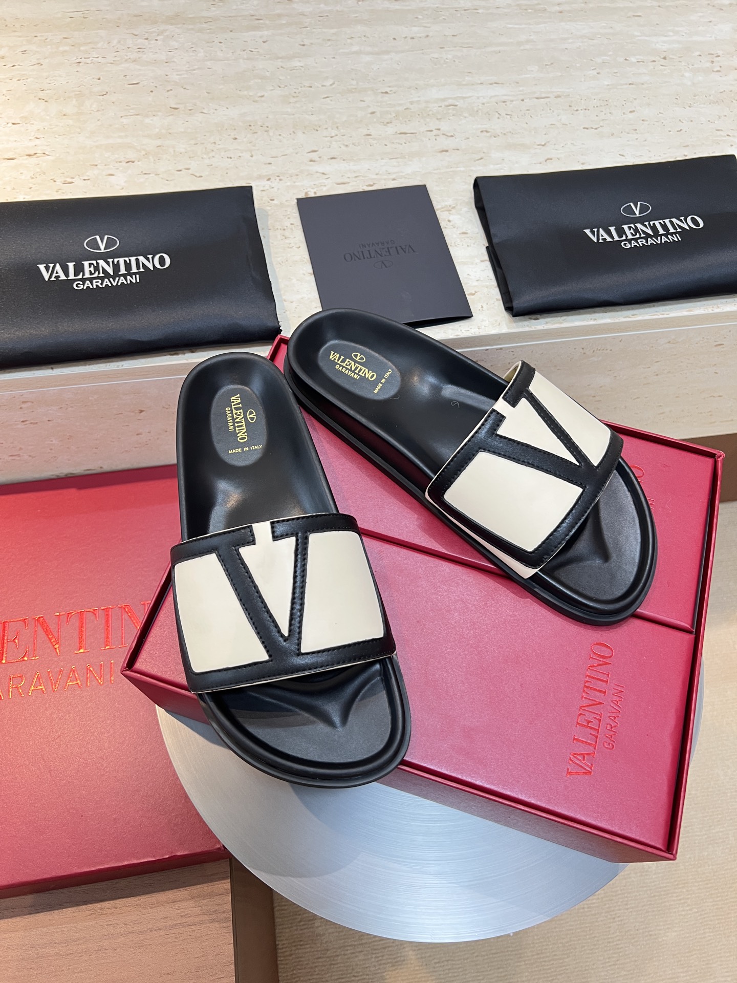 Valentino Men's Leather Sandals Designer Slides Summer Comfort Shoes Size 39-44 1 Valentino Men's Leather Sandals Designer Slides Summer Comfort Shoes Size 39-44