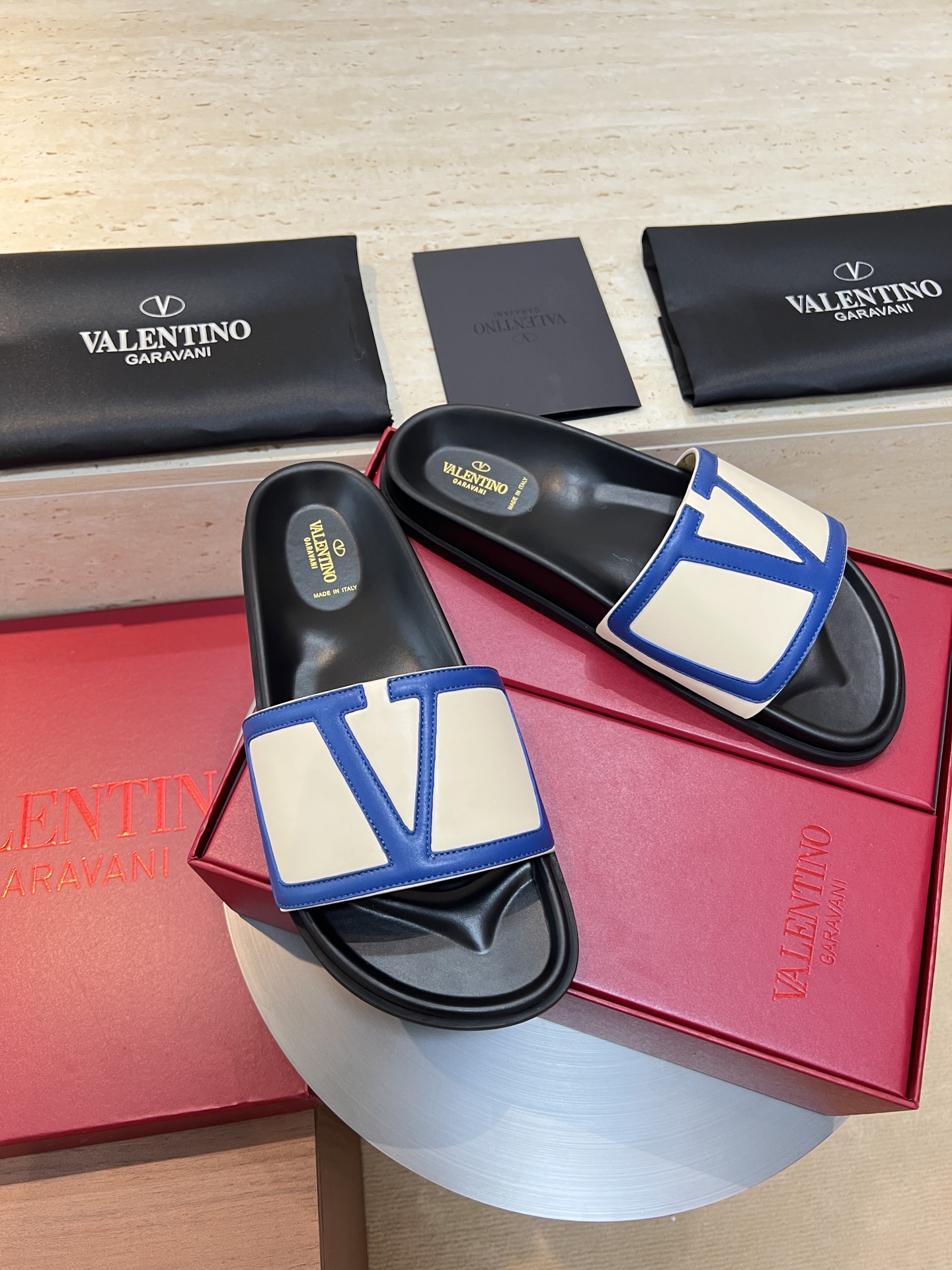 Valentino Garavani Men's Leather Slides - Comfortable & Stylish Summer Footwear 2 i1745049755788 7143 0 0