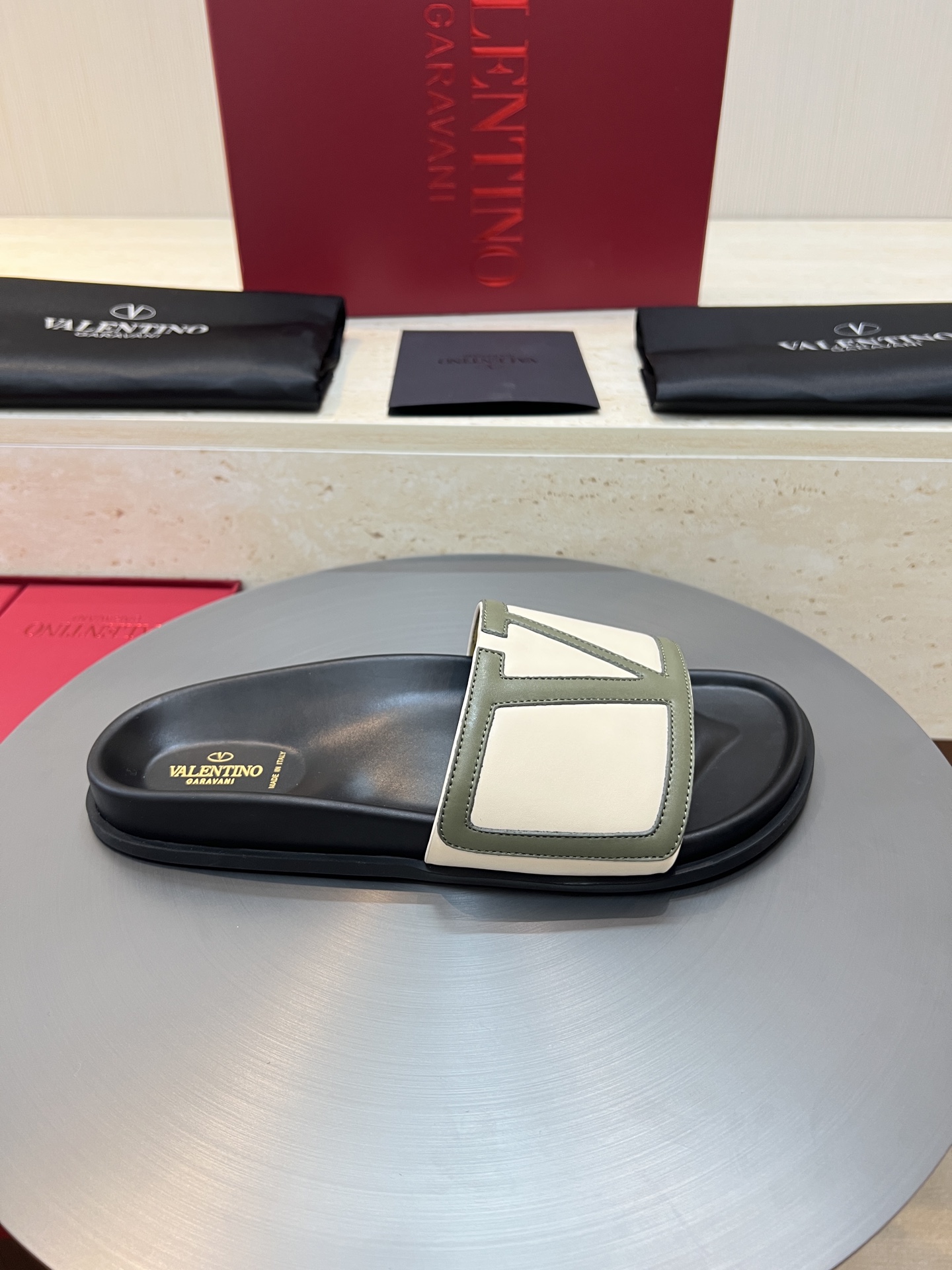 Valentino Men's Leather Slides with Signature 'V' Detail - Summer Essential 7 i1745049823156 4563 0 5