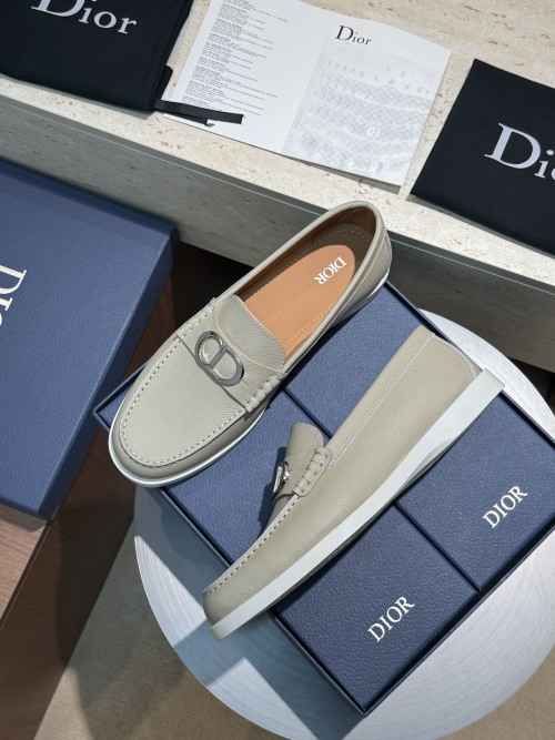 Dior Granville Men's Loafers Gray Leather with CD Buckle, Size 39-44 1 Dior Granville Men's Loafers Gray Leather with CD Buckle, Size 39-44