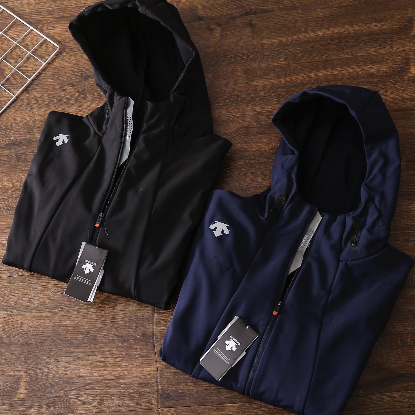 Descente Men's Hooded Jacket - Water Resistant, Laser-Cut, Athletic Fit