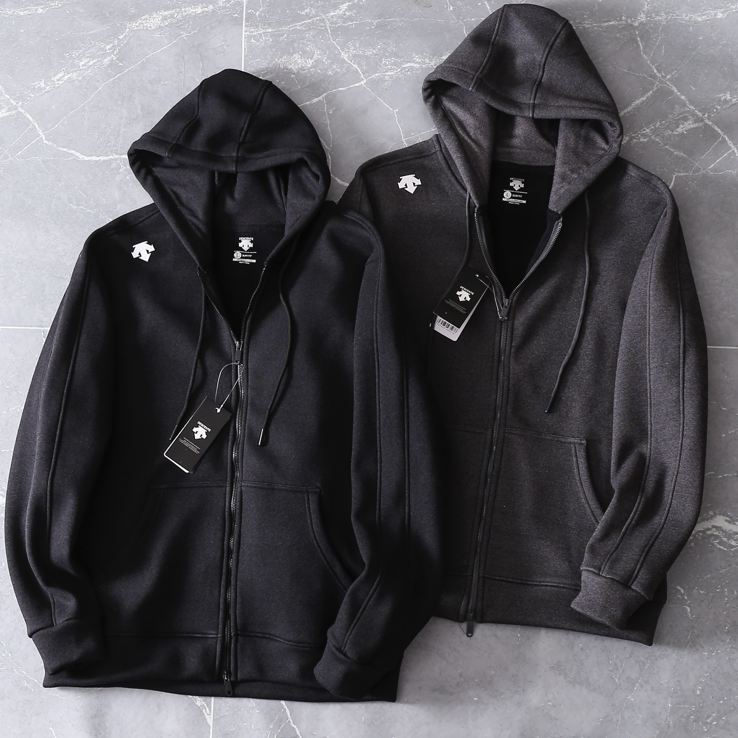 Descente Men's Fleece Lined Full Zip Hoodie Jacket - Breathable & Warm