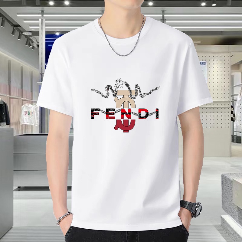 NO:126100,Wearable 240 catties, size M-6XL FENDI FENDI Original quality, traceless fabric craftsmanship, latest style 2025 men's round neck short-sleeved T-shirt, high-end printed workmanship!  Selected counters to customize top imported fabrics, all details are perfectly 1-to-1 reproduction, restore the authenticity 100% original hardware, high-end customized auxiliary materials, original factory original standard, excellent upper body effect!  ,fendi,fendi,T-shirt,tees,t-shirt,alexander wang19860909可穿240斤 码数M-6XL 芬迪FENDI 原单品质 无痕面料工艺 2025最新款 男装圆领短袖T恤 高级印花做工！精选专柜订制顶级进口面料 所有细节做工完美1比1复刻 还原正品百分百 原版五金 高端订制辅料 原厂原标 上身效果超赞！,,fendi,fendi,T-shirt,tees，t-shirt,alexander wang,Men's clothing