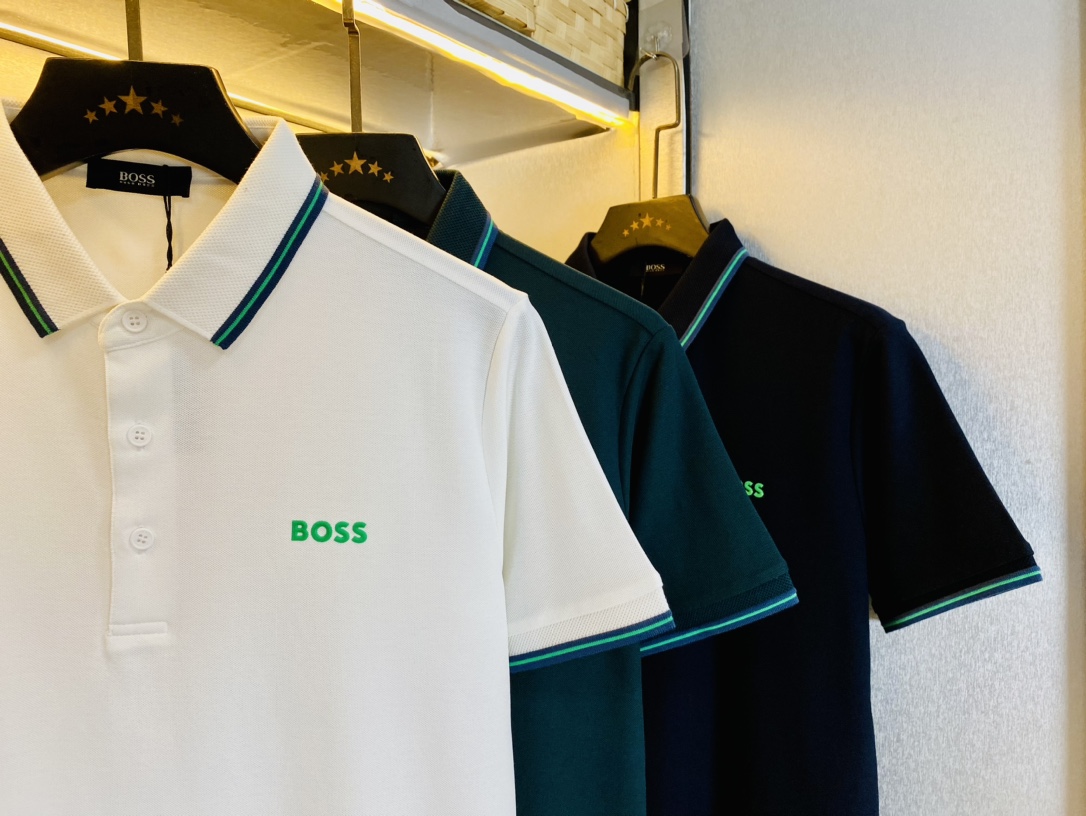 穿200斤BOSS原单品质2024最新款衣服男装翻领短袖精选专柜订制顶级朱地丝光棉进口面料所有细节做工完