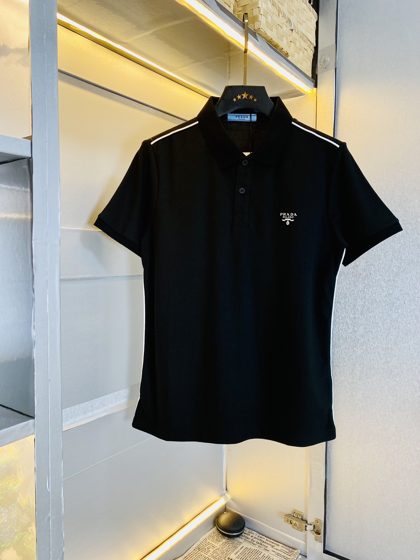 Prada Goed
 Kleding T-Shirt Beste luxe replica
 Katoen Gemerceriseerd katoen Korte mouw