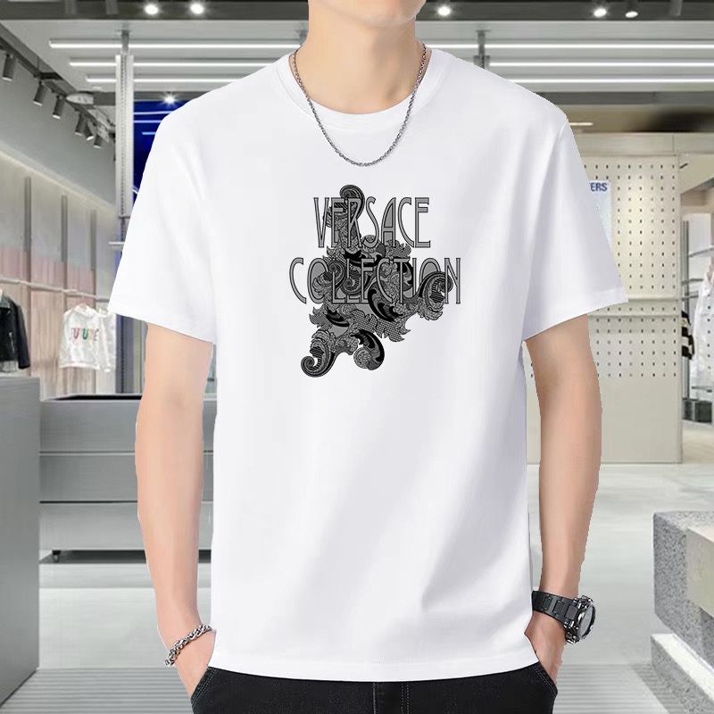 NO:126112,Wearable 240 catties. Size M-6XL Versace Original quality, traceless fabric craftsmanship, latest styles for men's round neck short-sleeved T-shirt, high-end printed workmanship!  Selected counters to customize top imported fabrics, all details are perfectly 1-to-1 reproduction, restore the authenticity 100% original hardware, high-end customized auxiliary materials, original factory original standard, excellent upper body effect!  , versace, versace, T-shirt,tees, t-shirt,alexander wang19860909可穿240斤 码数M-6XL 范思哲Versace 原单品质 无痕面料工艺 2025最新款 男装圆领短袖T恤 高级印花做工！精选专柜订制顶级进口面料 所有细节做工完美1比1复刻 还原正品百分百 原版五金 高端订制辅料 原厂原标 上身效果超赞！,,versace,versace,T-shirt,tees，t-shirt,alexander wang,Men's clothing