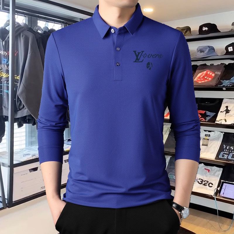 ！ 可穿220斤 M-5XL🔥路易威登LV 原单品质 2025最新款 商务男装长袖翻领PoloT恤 高级