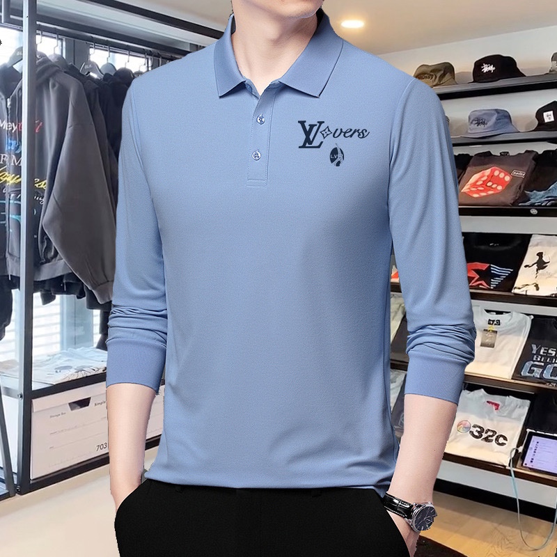 ！ 可穿220斤 M-5XL🔥路易威登LV 原单品质 2025最新款 商务男装长袖翻领PoloT恤 高级