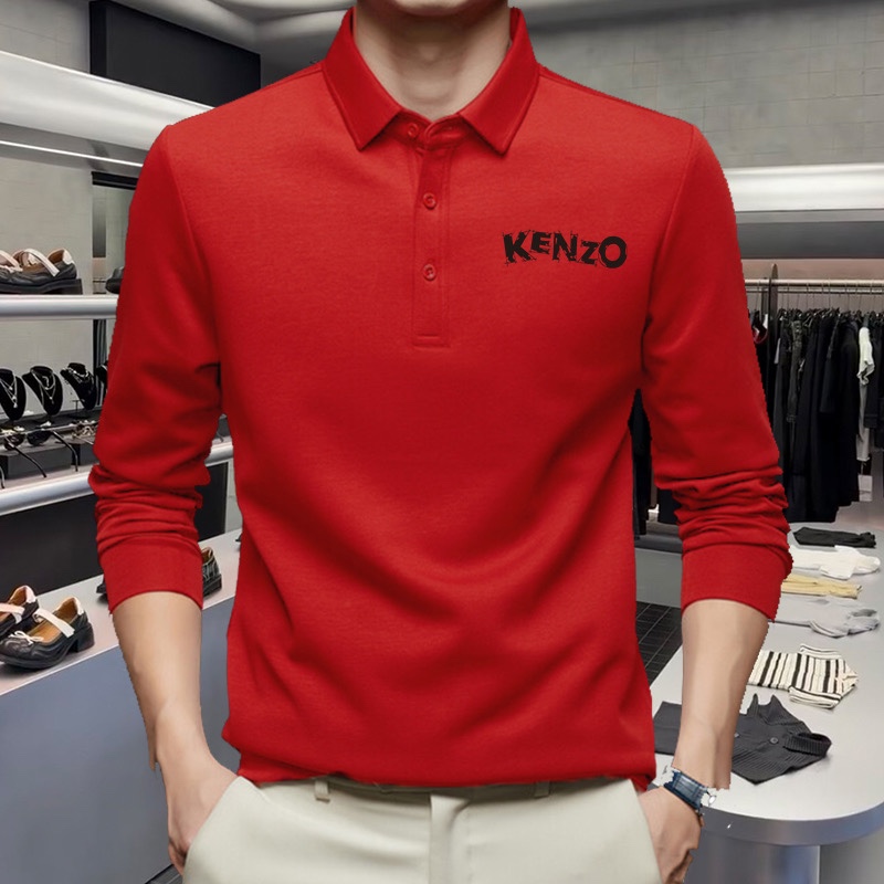 ！ 可穿220斤 M-5XL🔥老虎头Kenzo 原单品质 2025最新款 商务男装长袖翻领PoloT恤 