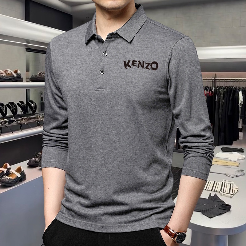 ！ 可穿220斤 M-5XL🔥老虎头Kenzo 原单品质 2025最新款 商务男装长袖翻领PoloT恤 