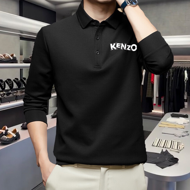 ！ 可穿220斤 M-5XL🔥老虎头Kenzo 原单品质 2025最新款 商务男装长袖翻领PoloT恤 