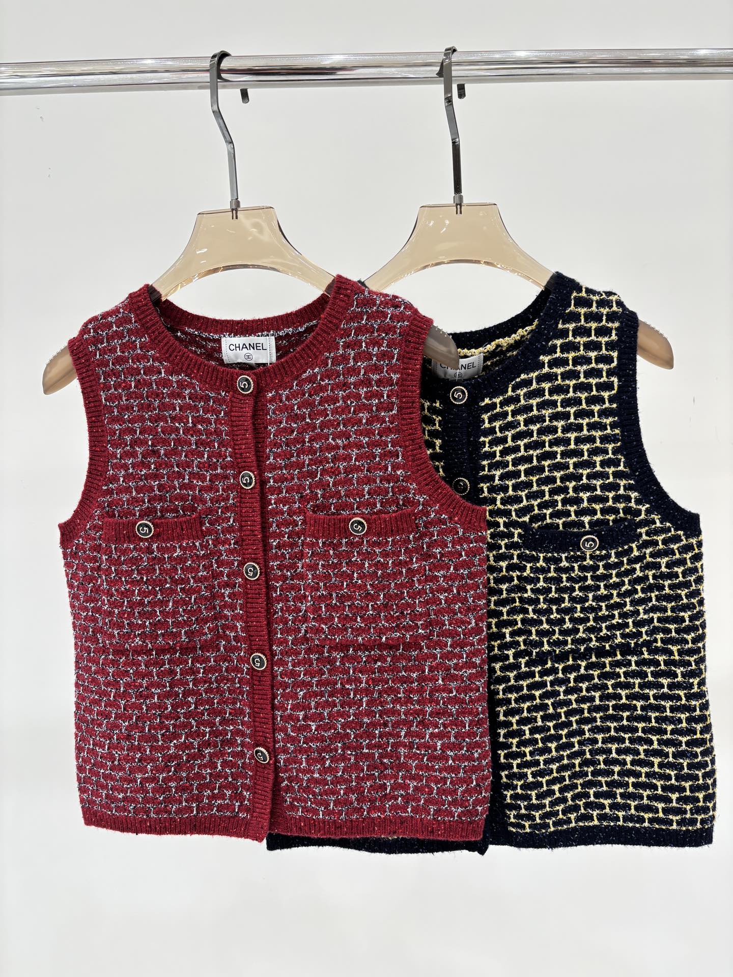 NO:455111,Xiaoxiang vest｜25 summer new round neck digital logo black inlay metal buckle mixed color casual knitted vest, alexander wang19860909小香背心｜25夏季新款圆领数字logo黑色嵌花金属扣混色休闲针织背心,,alexander wang,Women's clothing