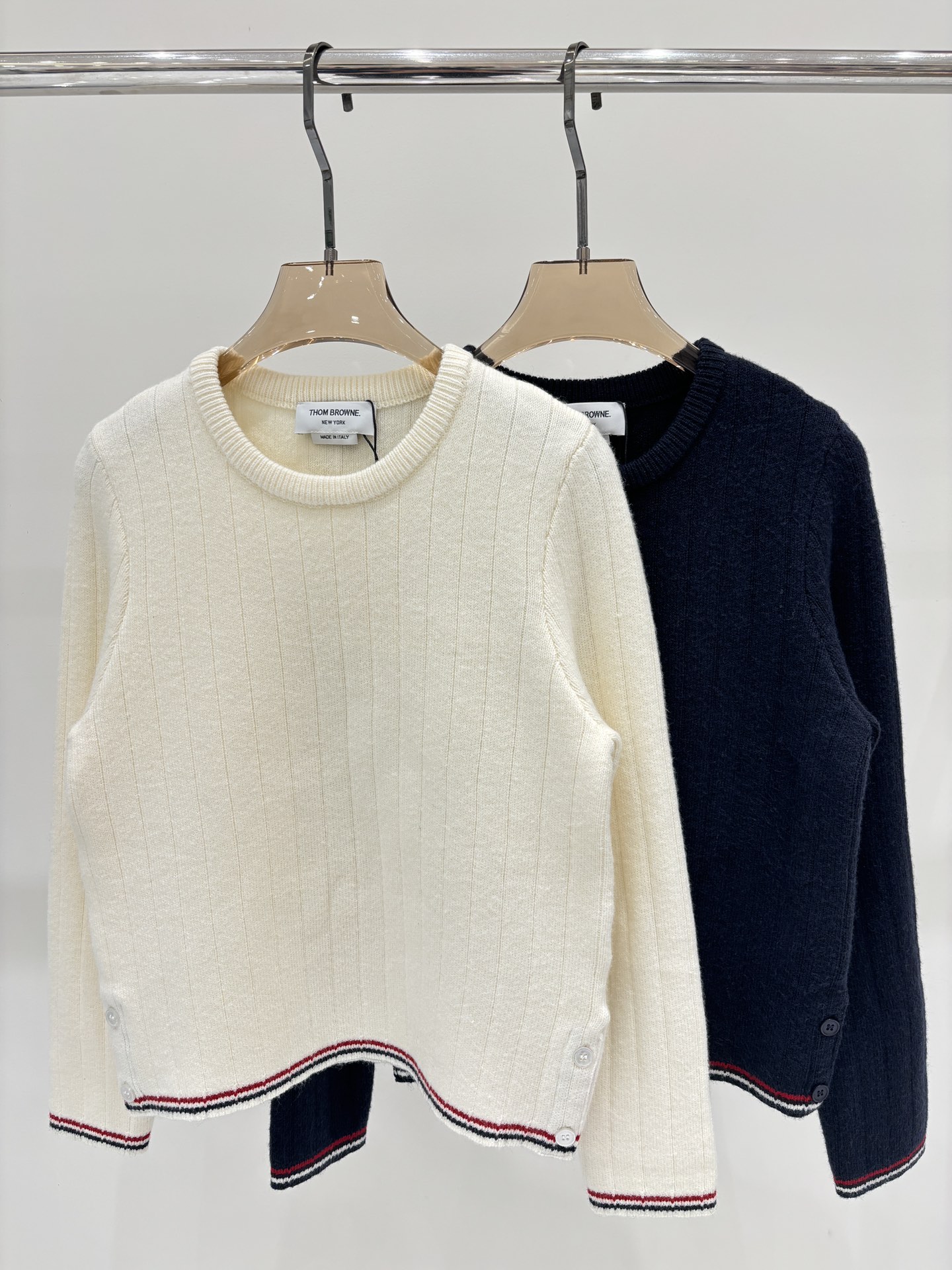 NO:455088,TB long sleeves | 25 early autumn new round neck striped hem border contrasting color simple casual knitted long sleeves, alexander wang19860909TB长袖｜25早秋新款圆领条纹下摆包边撞色简约休闲针织长袖,,alexander wang,Women's clothing