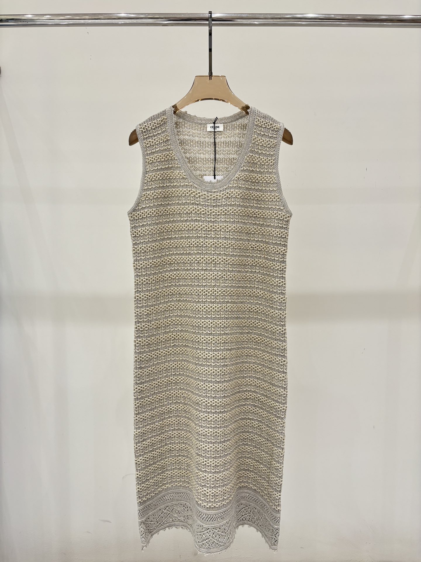 NO:455814,Sailing Dress｜25 summer new round collar mixed color striped hollow simple crochet design casual knitted dress, skirts, alexander wang19860909赛林连衣裙｜25夏季新款圆领混色条纹镂空简约钩花设计休闲针织连衣裙,,skirts,alexander wang,Women's clothing
