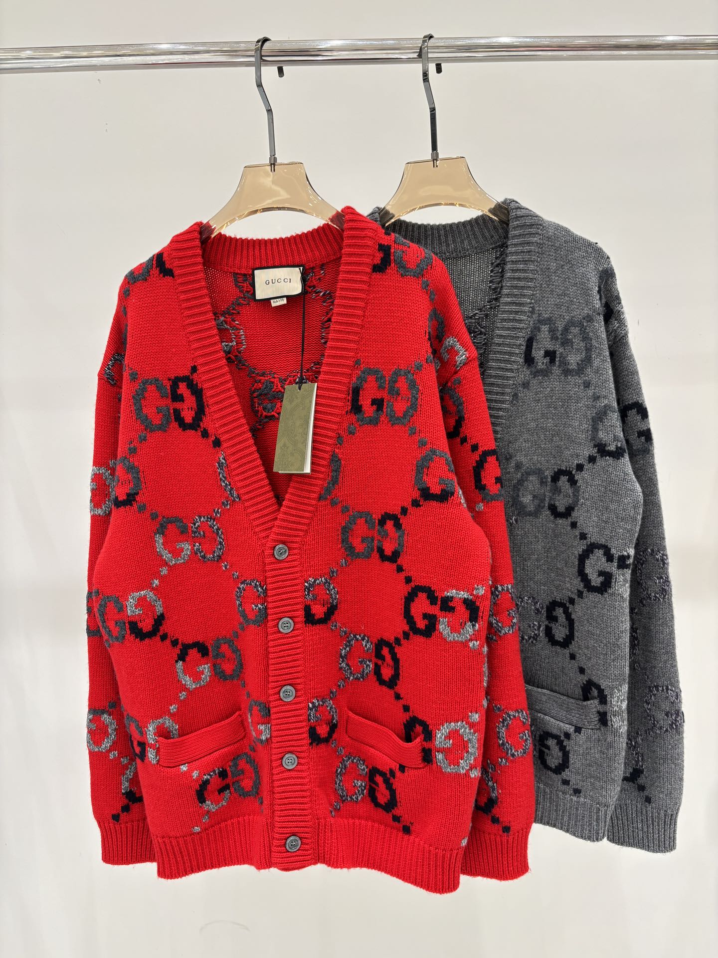 NO:457070,G home cardigan | 25 early autumn new v-neck letter logo jacquard full print mixed color casual knit cardigan, gucci, alexander wang19860909G家开衫｜25早秋新款v领字母logo提花满印混色休闲针织开衫,,gucci,alexander wang,Women's clothing