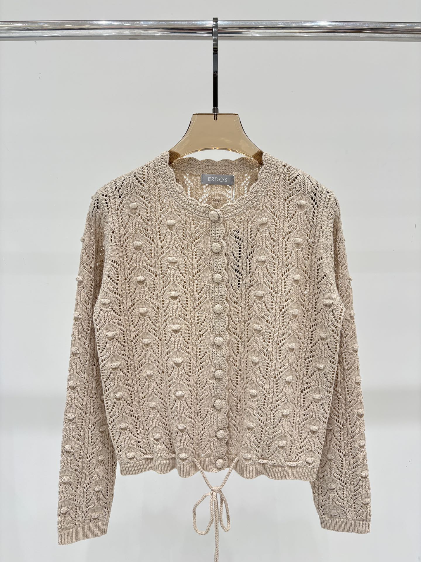 NO:462918,Ordos cardigan｜25 spring and summer new round neck hollow three-dimensional relief pattern simple hem strap casual knit cardigan, alexander wang19860909鄂尔多斯开衫｜25春夏新款圆领镂空立体浮雕图案简约下摆绑带休闲针织开衫,,alexander wang,Women's clothing
