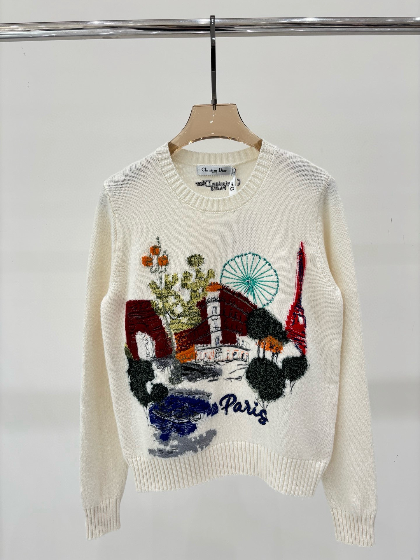 NO:492628,D Parent long sleeves | 25 early autumn new round neck architectural landscape color embroidery jacquard simple casual knitted long sleeves color uniform sizeSML, dior, alexander wang19860909D家长袖｜25早秋新款圆领建筑风景彩色刺绣提花简约休闲针织长袖 颜色均色 sizeSML,,dior,alexander wang,Women's clothing