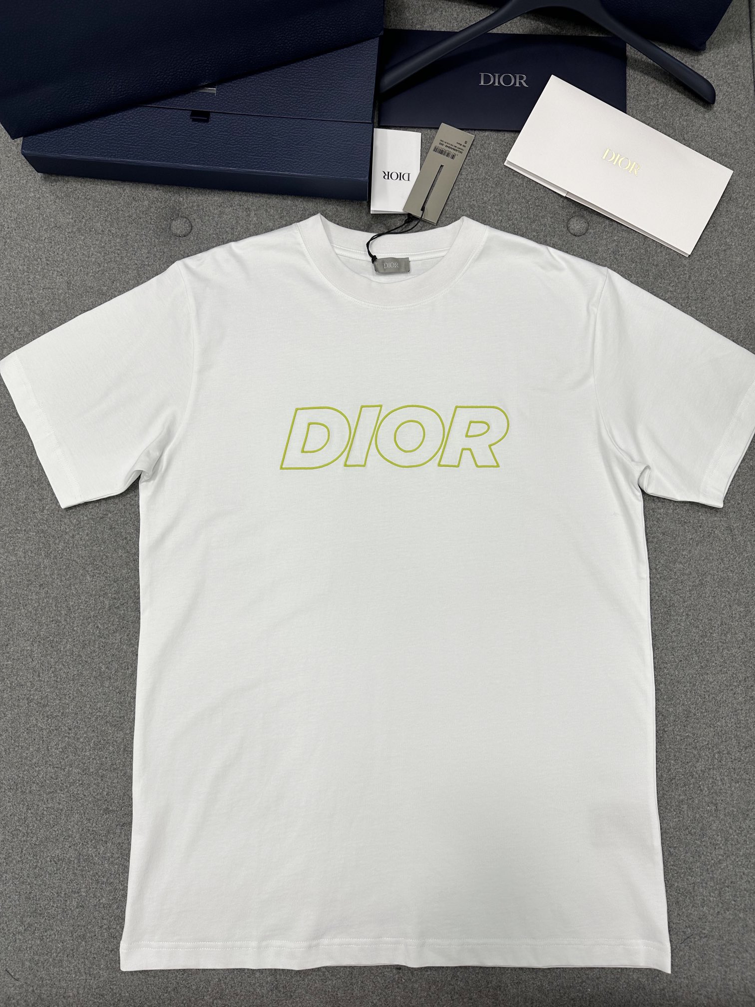 Dior Clothing T-Shirt White Embroidery Men Cotton Fall/Winter Collection Beach