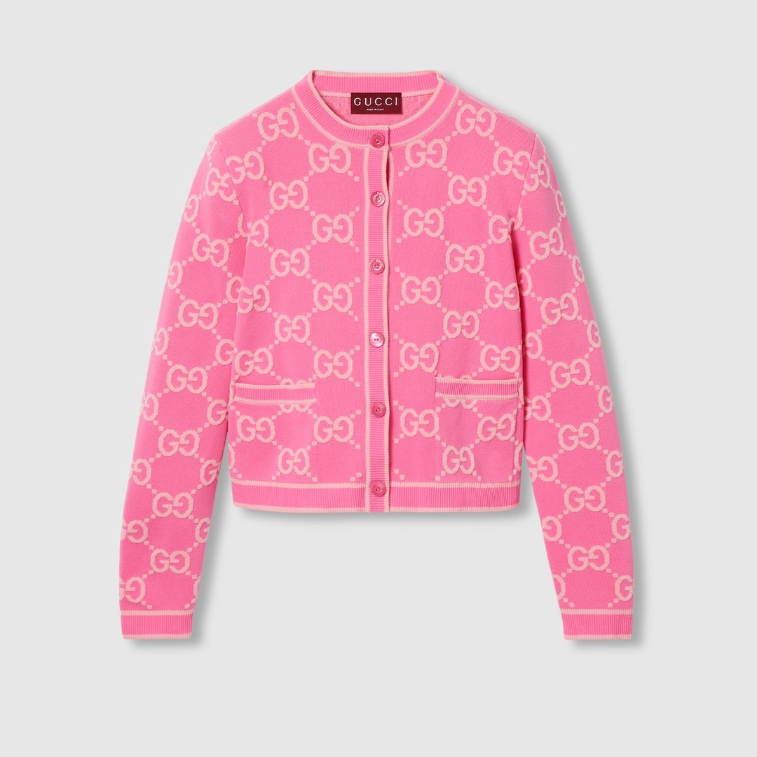 Gucci Kleding Cardigans Lichtroze Roze Katoen Breien Herfstcollectie