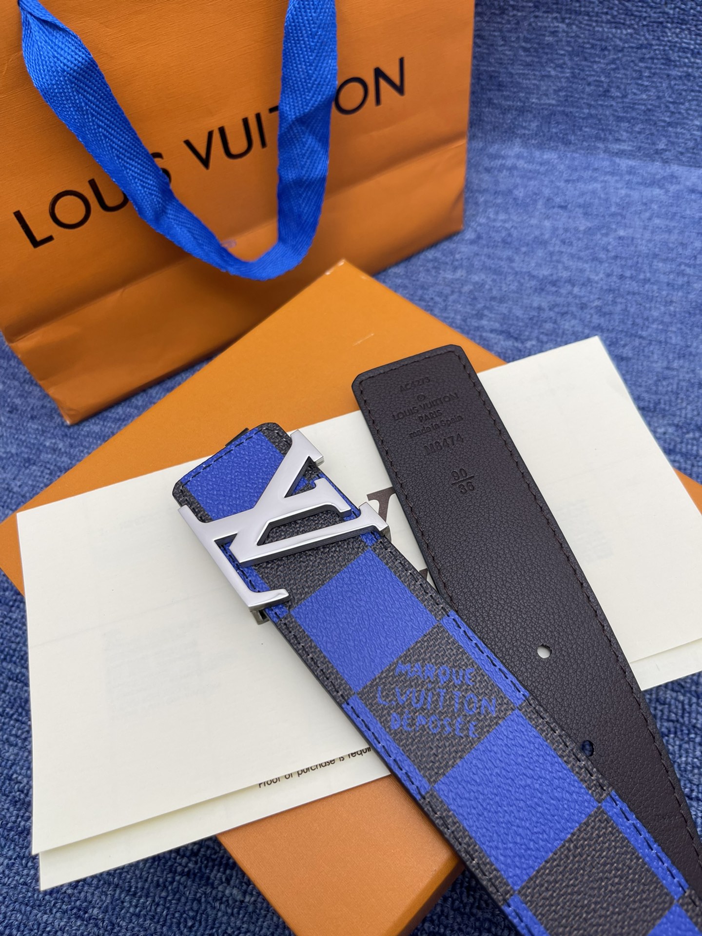 LV.路易威登全套包装原版品质代工厂货品40mm宽度正品一体铸造五金钢扣原厂皮料双面原厂定制面料区别市场