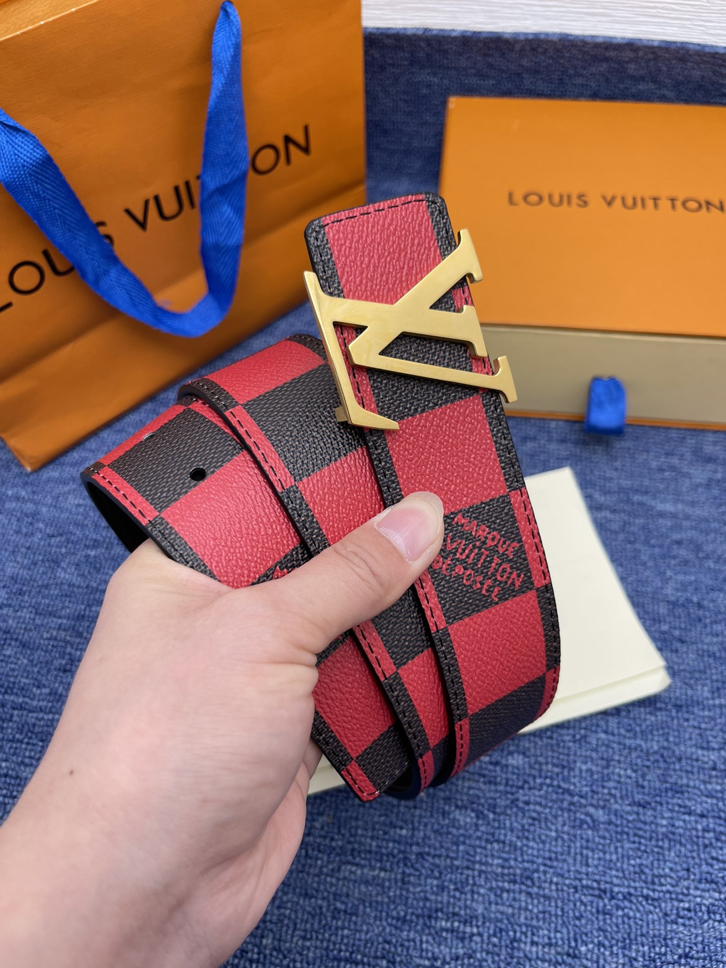 LV.路易威登全套包装原版品质代工厂货品40mm宽度正品一体铸造五金钢扣原厂皮料双面原厂定制面料区别市场