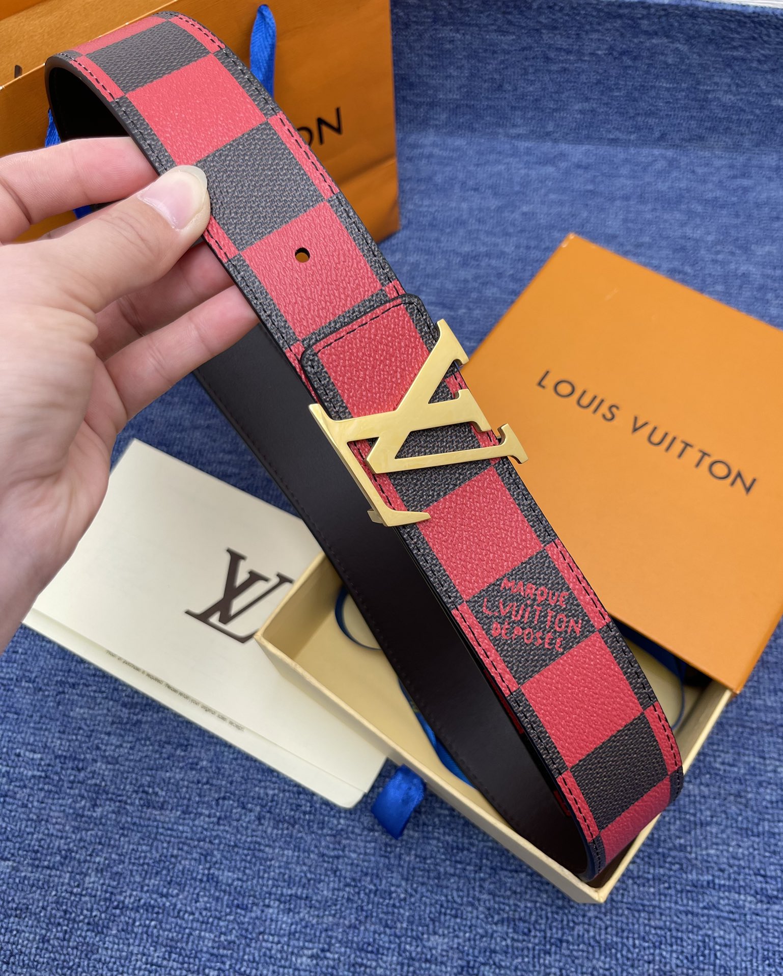 LV.路易威登全套包装原版品质代工厂货品40mm宽度正品一体铸造五金钢扣原厂皮料双面原厂定制面料区别市场