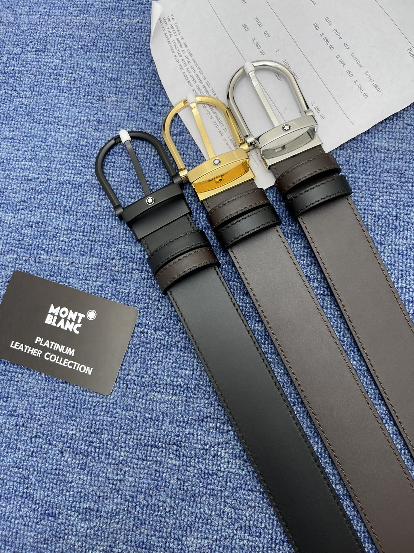 Cinturón Montblanc de 3.5 cm, hebilla de aguja de alta calidad