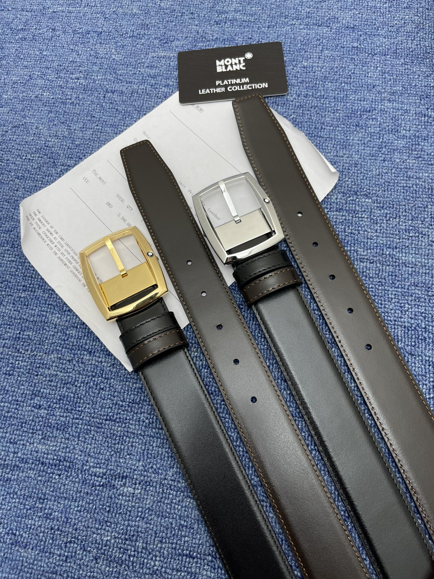 Cinturón Montblanc de 3.5 cm, nuevo modelo con hebilla de aguja de dos colores