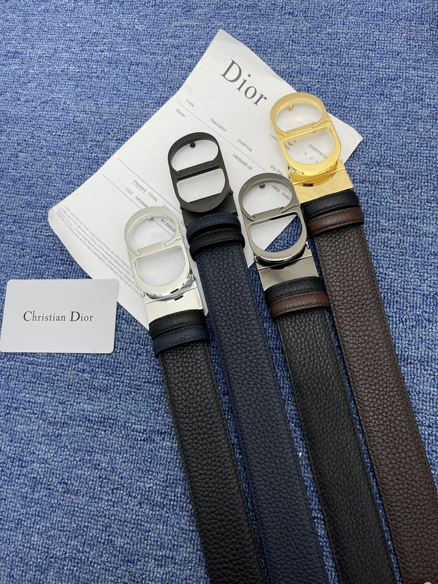 Cinturón de lujo Dior de 3.5cm con placa cuadrada de cuatro colores