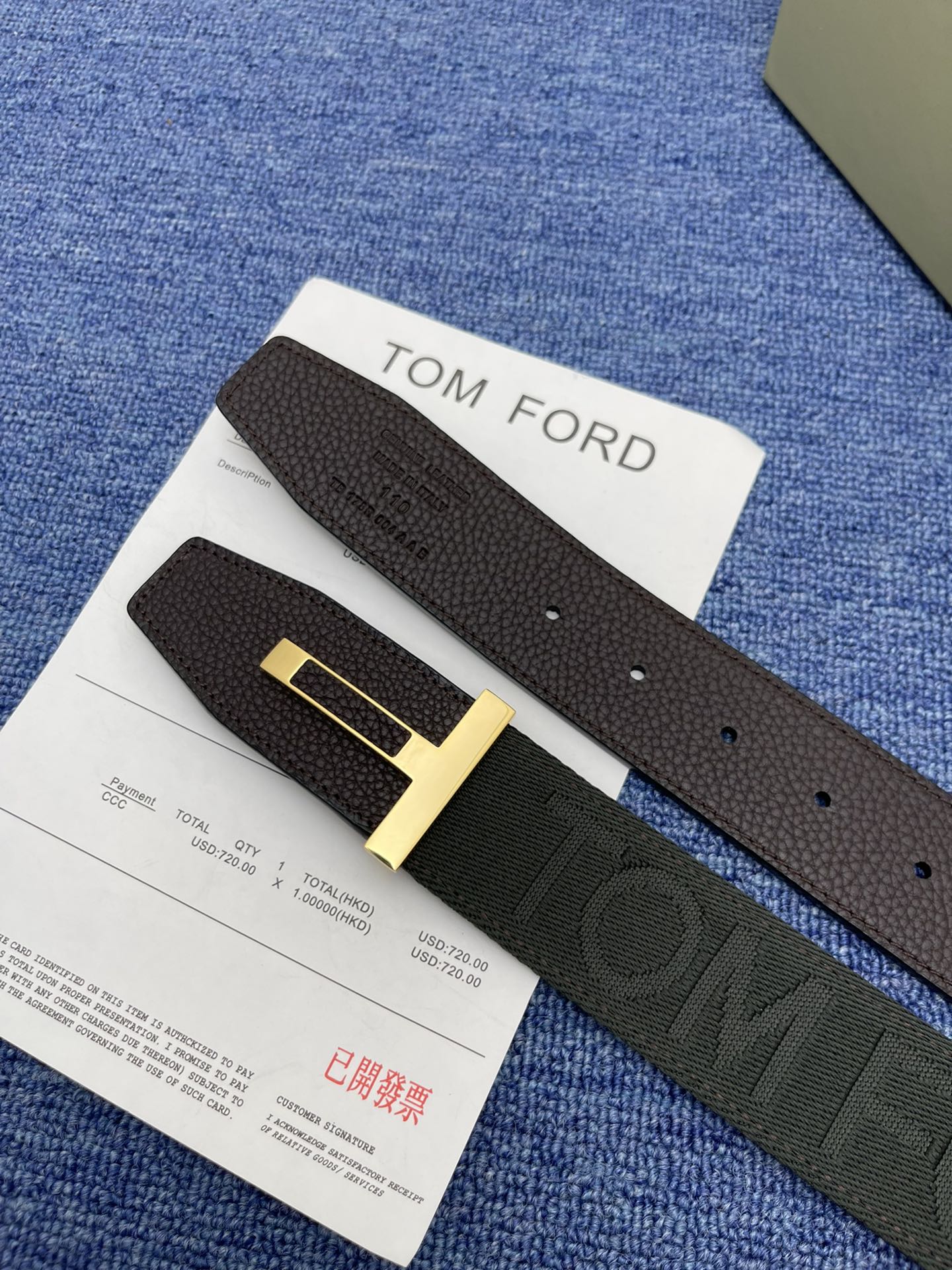 TOMFORD汤姆福特新品双面进口小牛皮简约商务男士腰带4.0cm宽