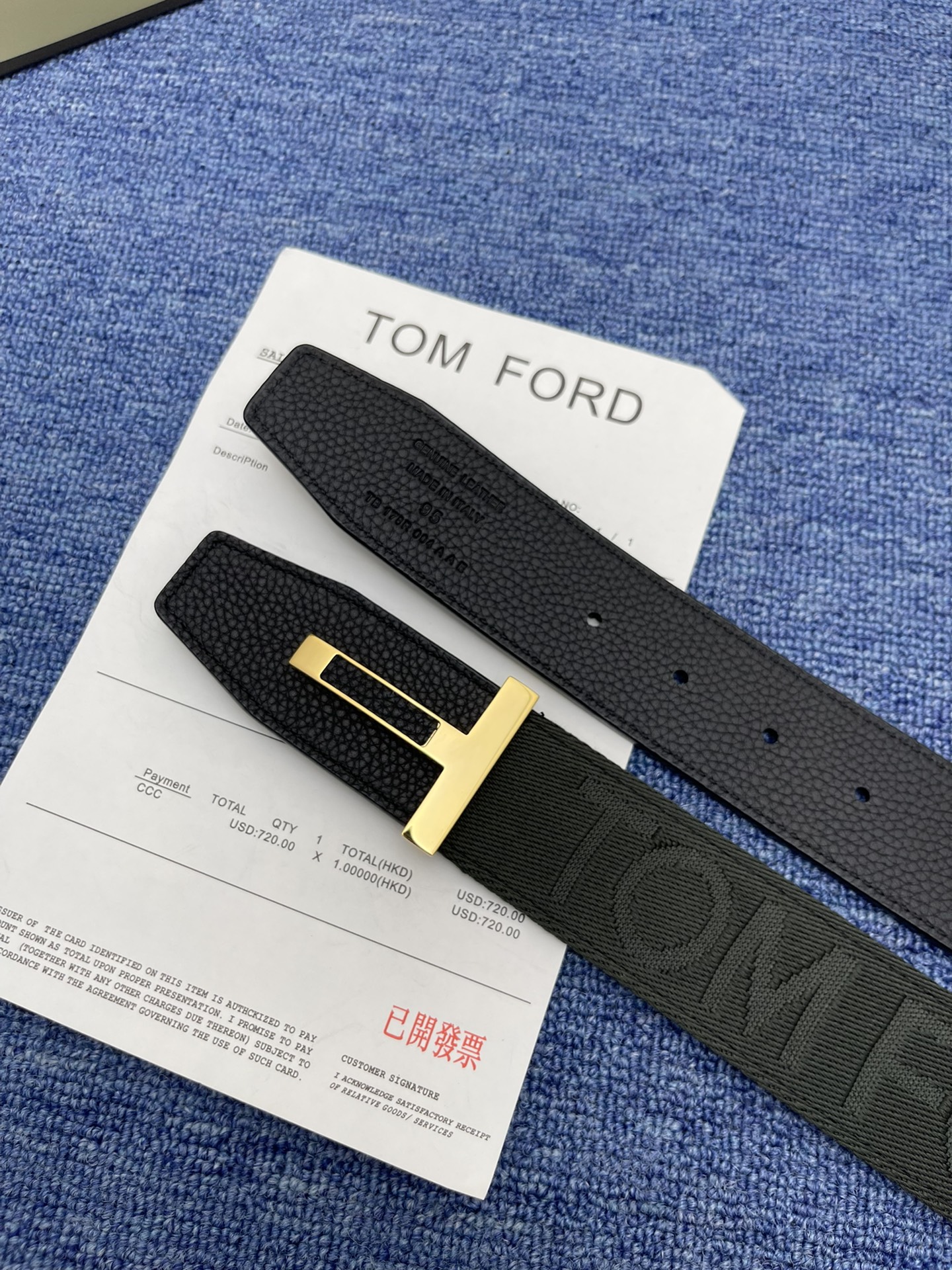 TOMFORD汤姆福特新品双面进口小牛皮简约商务男士腰带4.0cm宽