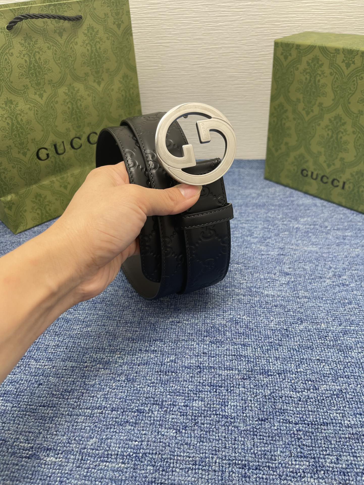 Gucci经典款进口原厂印花面搭配原版皮底精品钢扣宽4.0Cm经典永不过时款潮流大方时尚百搭