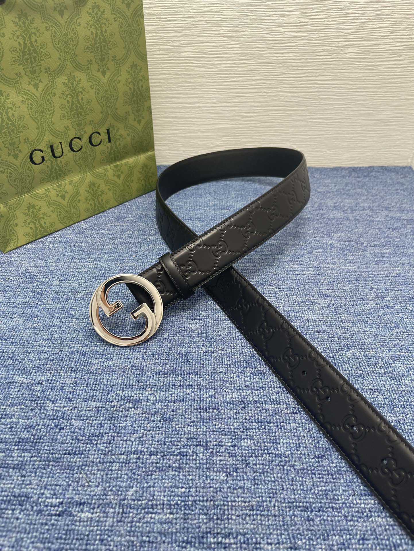 Gucci经典款进口原厂印花面搭配原版皮底精品钢扣宽4.0Cm经典永不过时款潮流大方时尚百搭