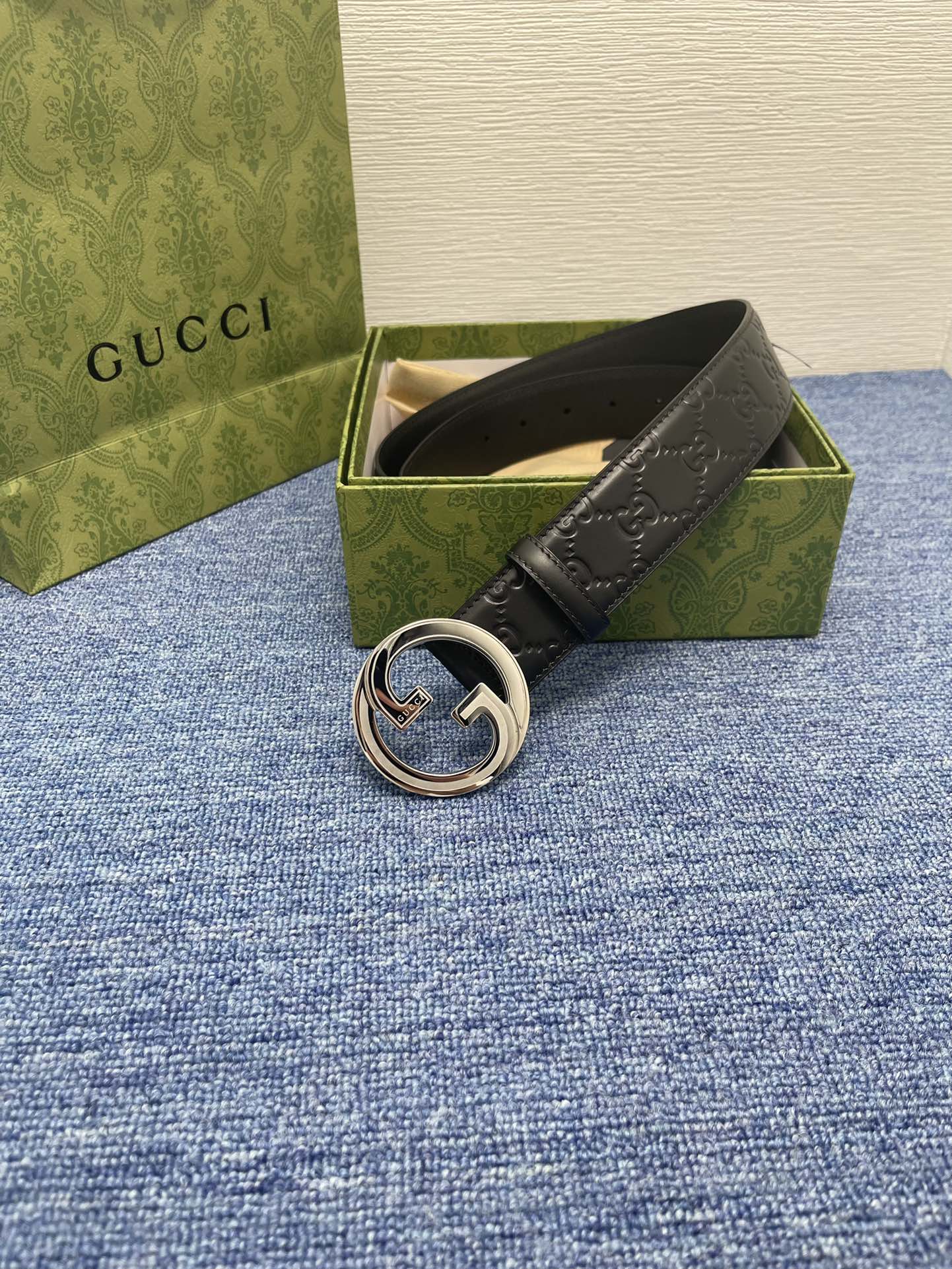 Gucci经典款进口原厂印花面搭配原版皮底精品钢扣宽4.0Cm经典永不过时款潮流大方时尚百搭