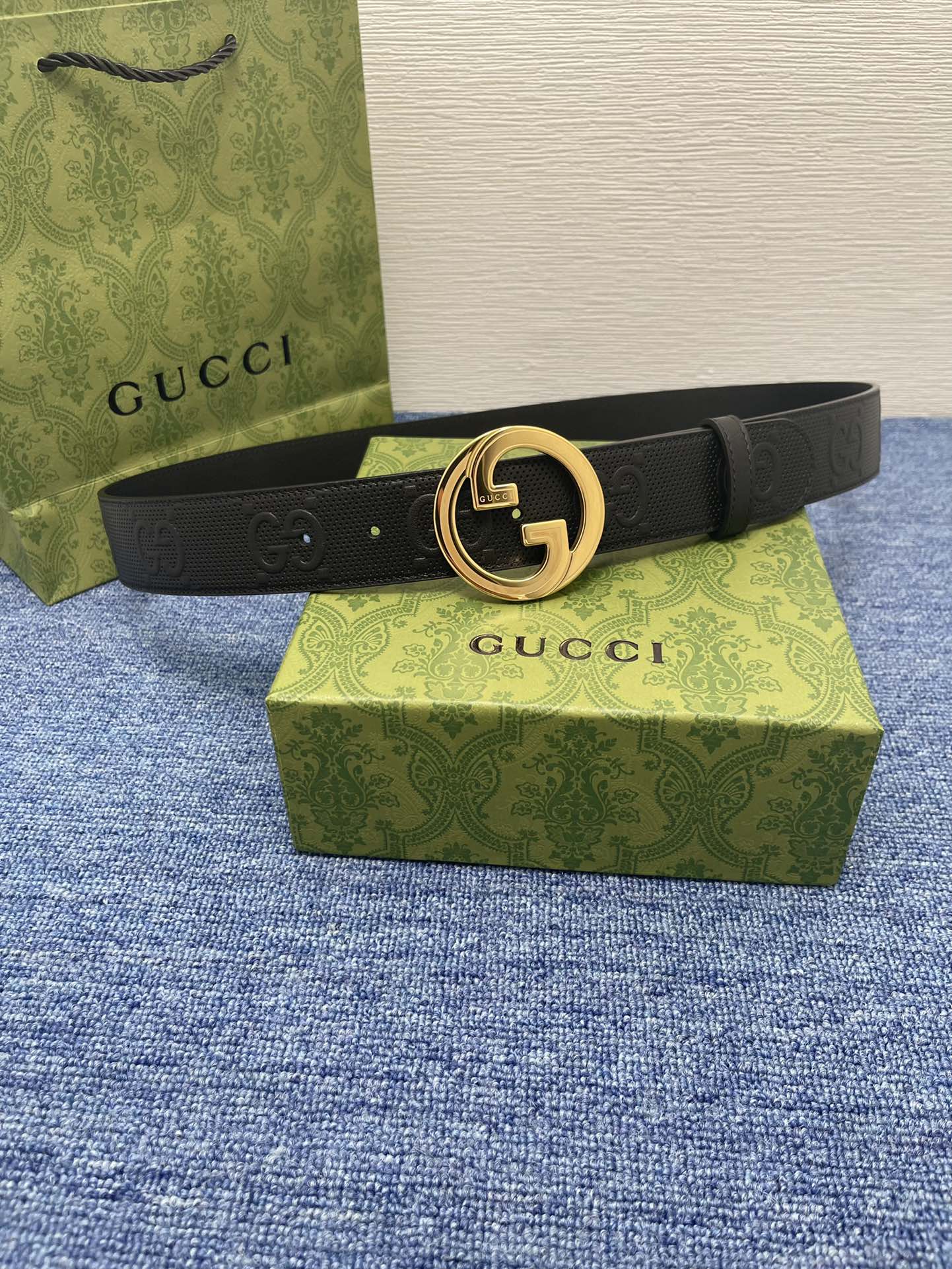 Gucci经典款进口原厂印花面搭配原版皮底精品钢扣宽4.0Cm经典永不过时款潮流大方时尚百搭