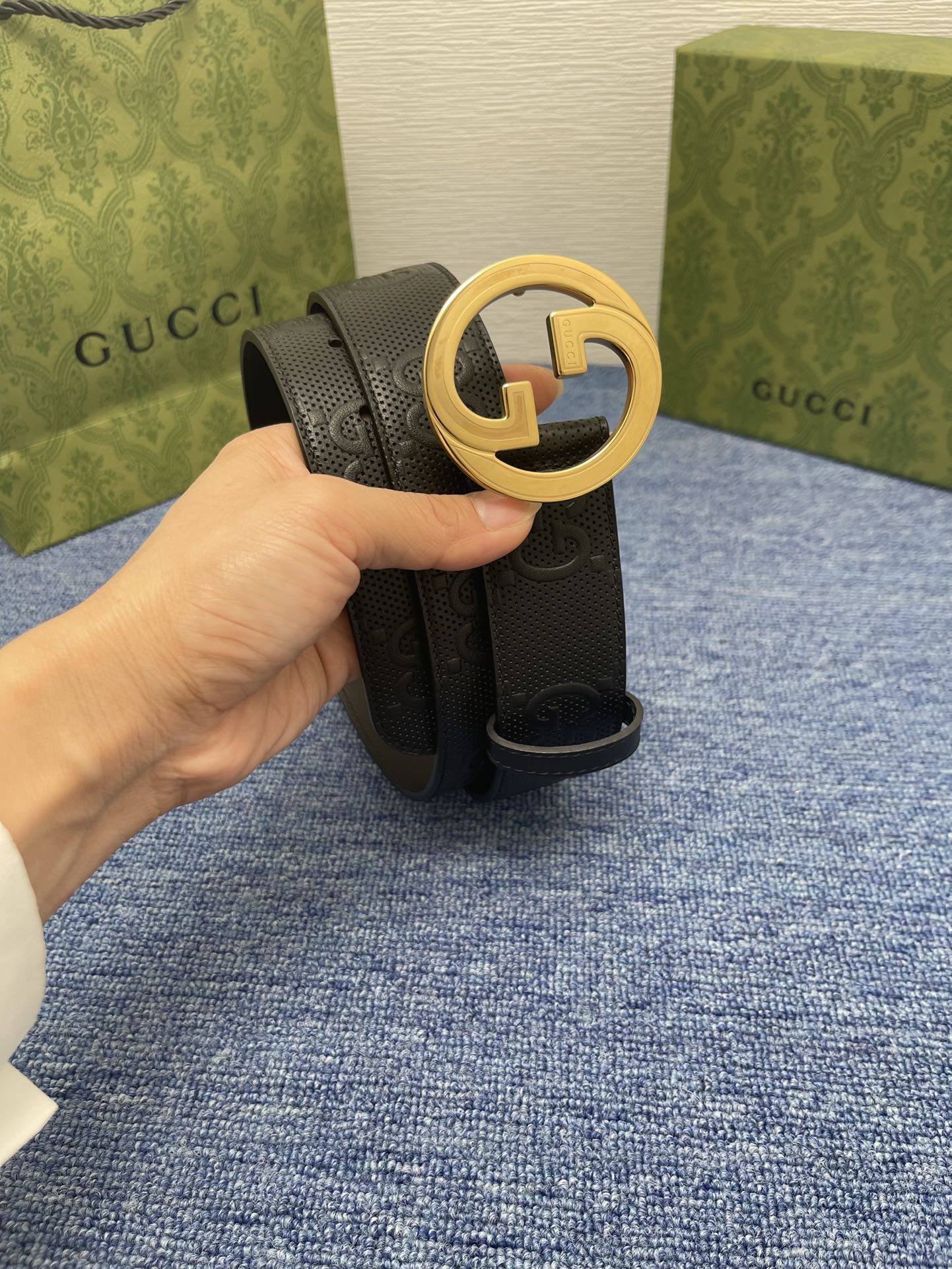 Gucci经典款进口原厂印花面搭配原版皮底精品钢扣宽4.0Cm经典永不过时款潮流大方时尚百搭