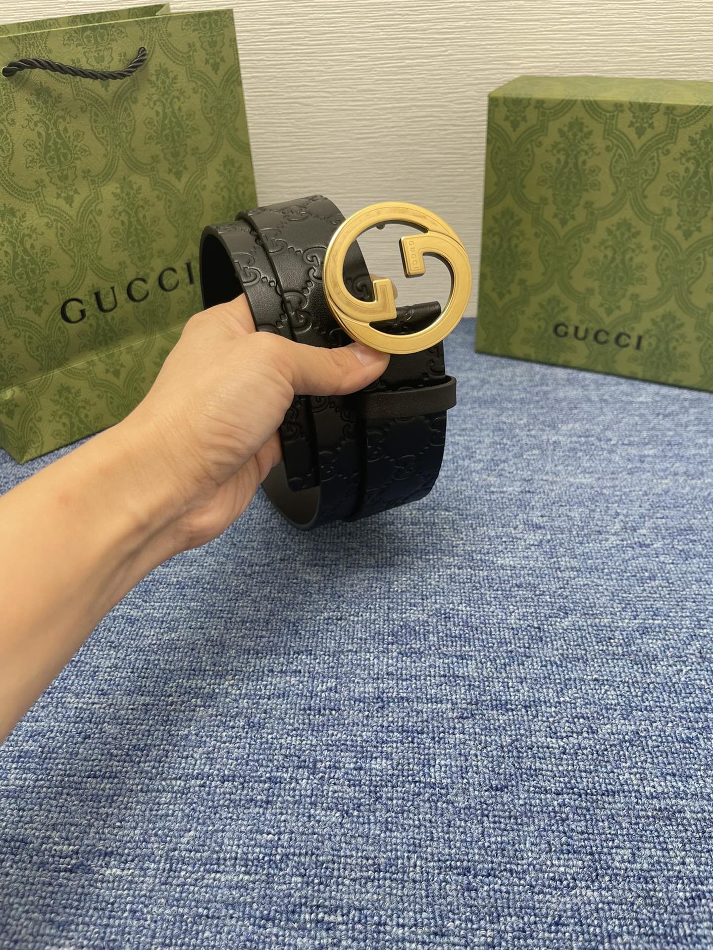 Gucci经典款进口原厂印花面搭配原版皮底精品钢扣宽4.0Cm经典永不过时款潮流大方时尚百搭