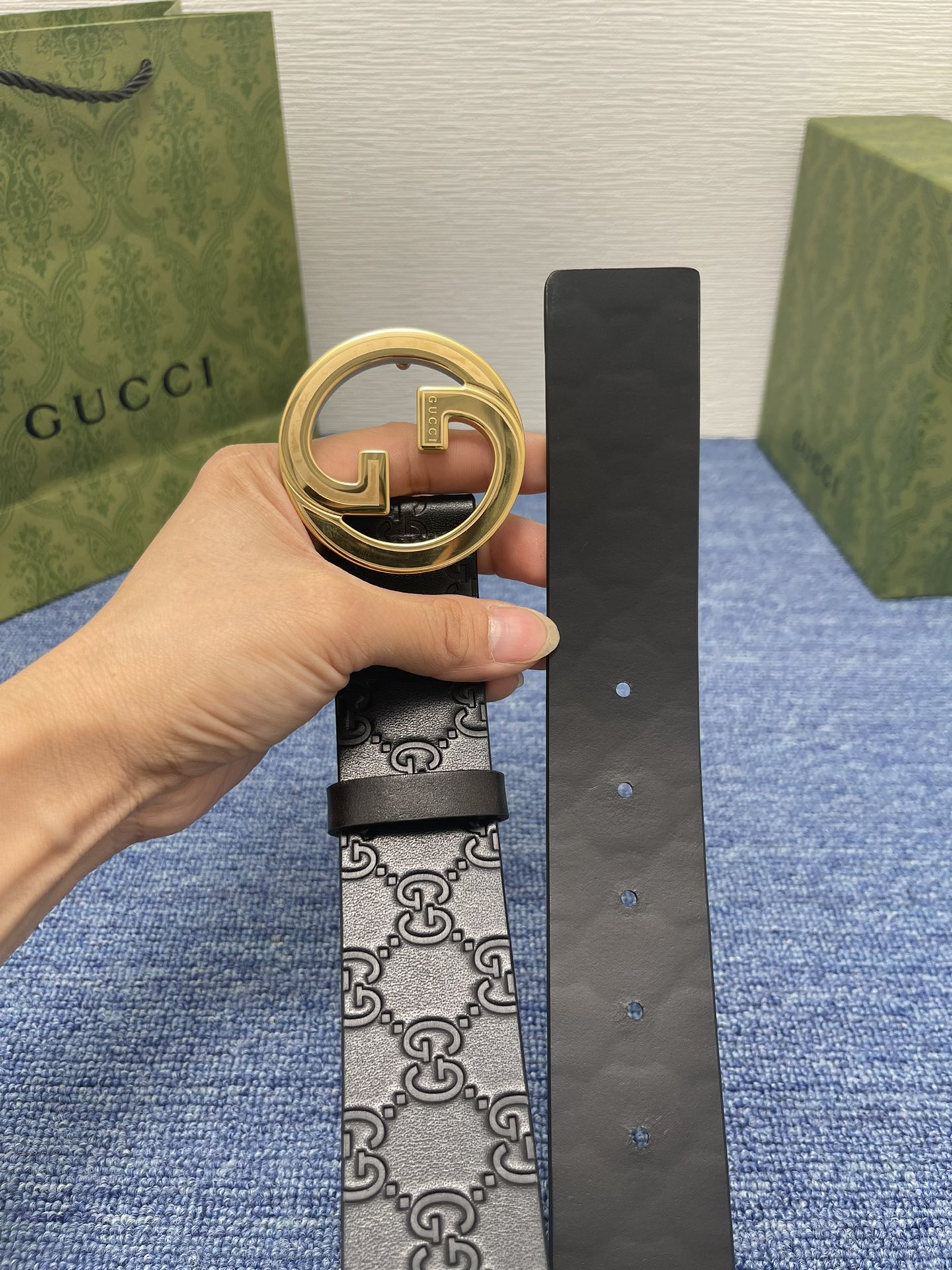 Gucci经典款进口原厂印花面搭配原版皮底精品钢扣宽4.0Cm经典永不过时款潮流大方时尚百搭