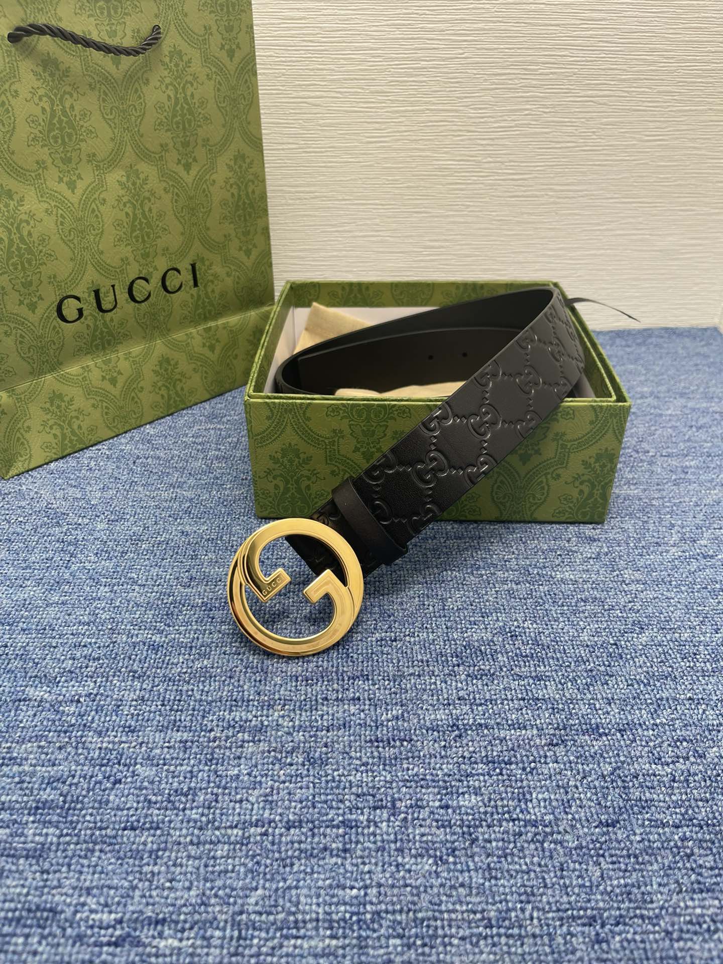 Gucci经典款进口原厂印花面搭配原版皮底精品钢扣宽4.0Cm经典永不过时款潮流大方时尚百搭