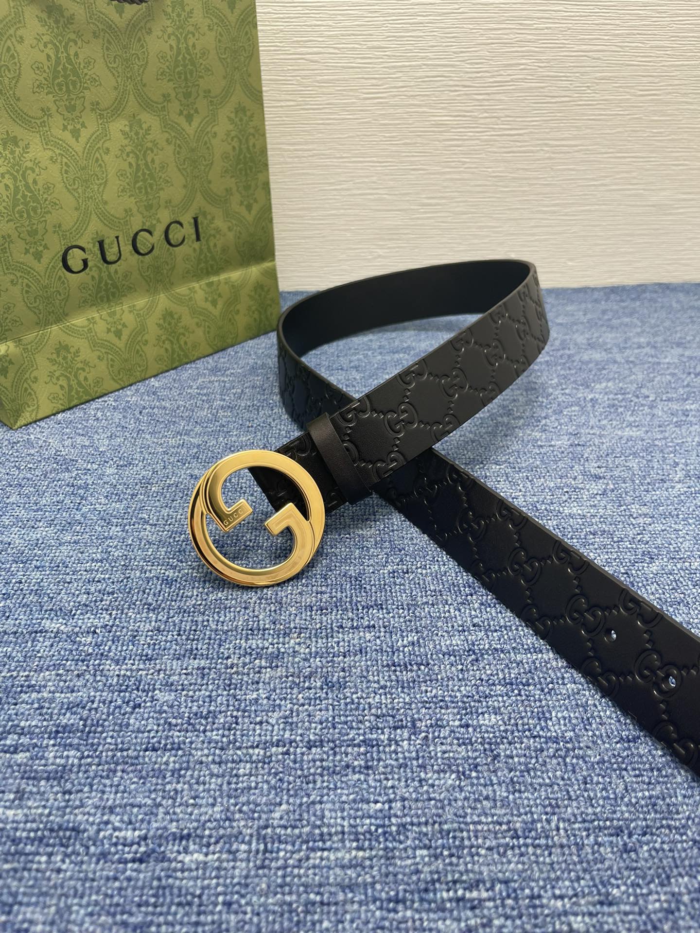 Gucci经典款进口原厂印花面搭配原版皮底精品钢扣宽4.0Cm经典永不过时款潮流大方时尚百搭